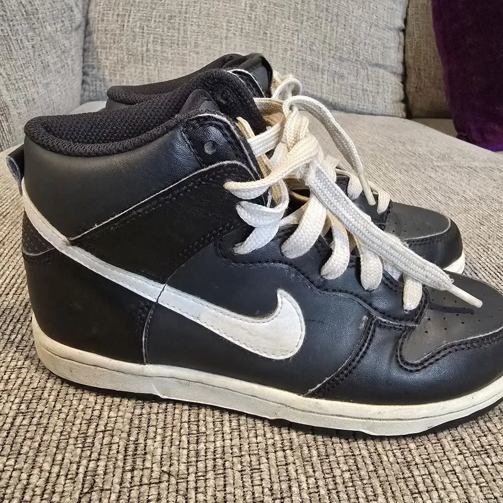 Nike Dunk High GS‎ Anthracite Black White Leather DH9753-001 Size 1.5Y